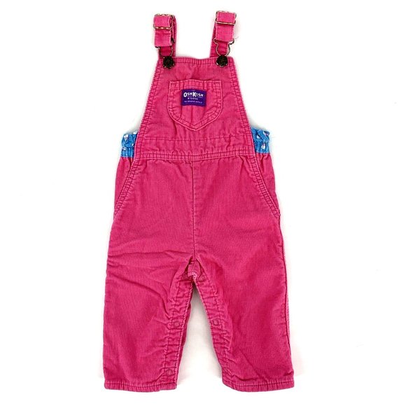Vintage Oshkosh B’Gosh Vestbak Pink Corduroy Overalls Snowman Trim 18 Months